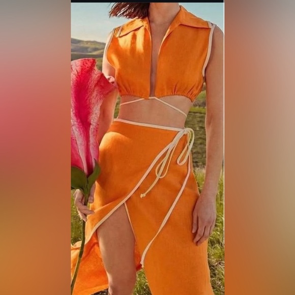 Matthew Bruch Orange Crop Top - Size 1 - From Rent the Runway! MSRP $795! - Picture 8 of 15